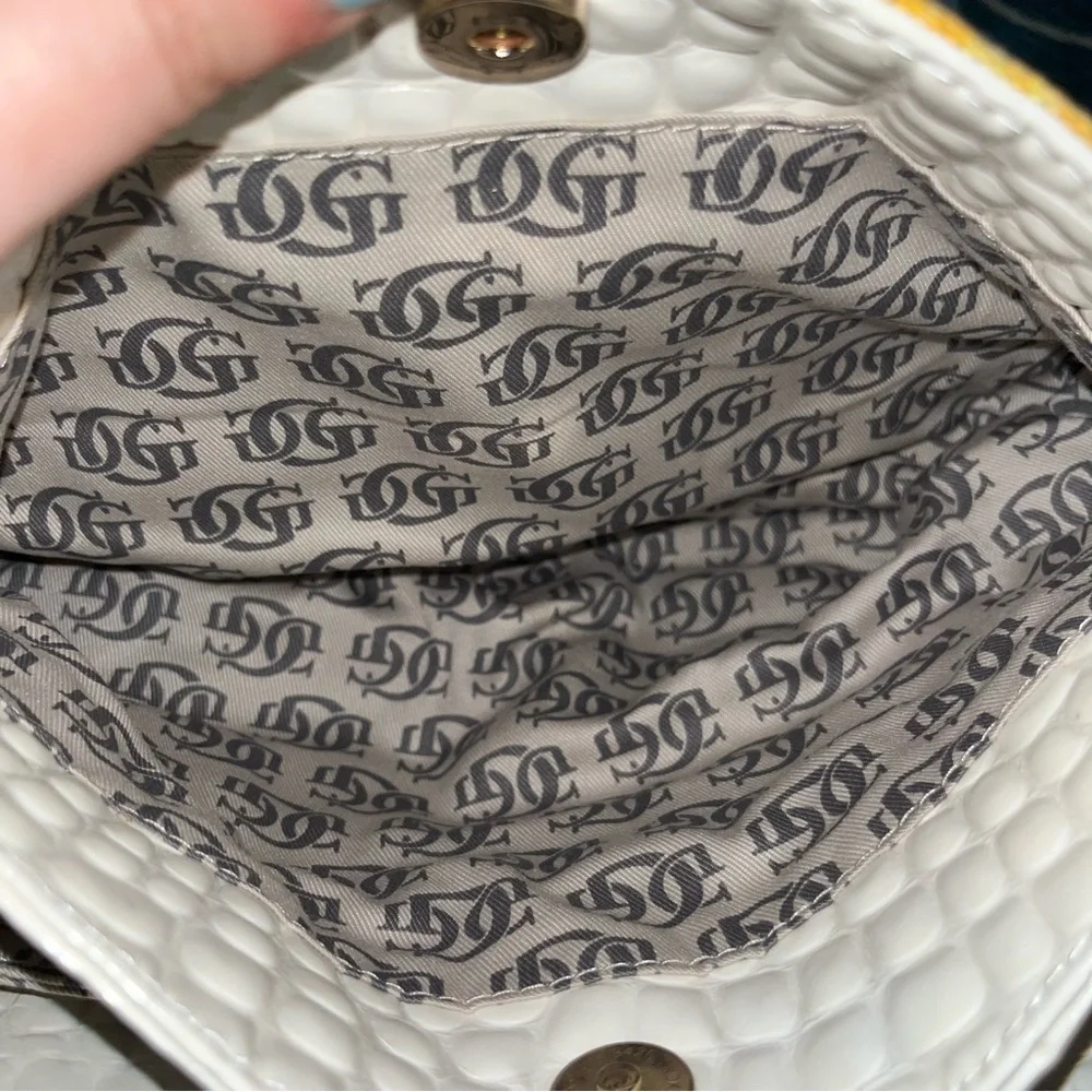 GUESS Liliana Yellow Tan White Floral Clutch Purse Crossbody Bag
